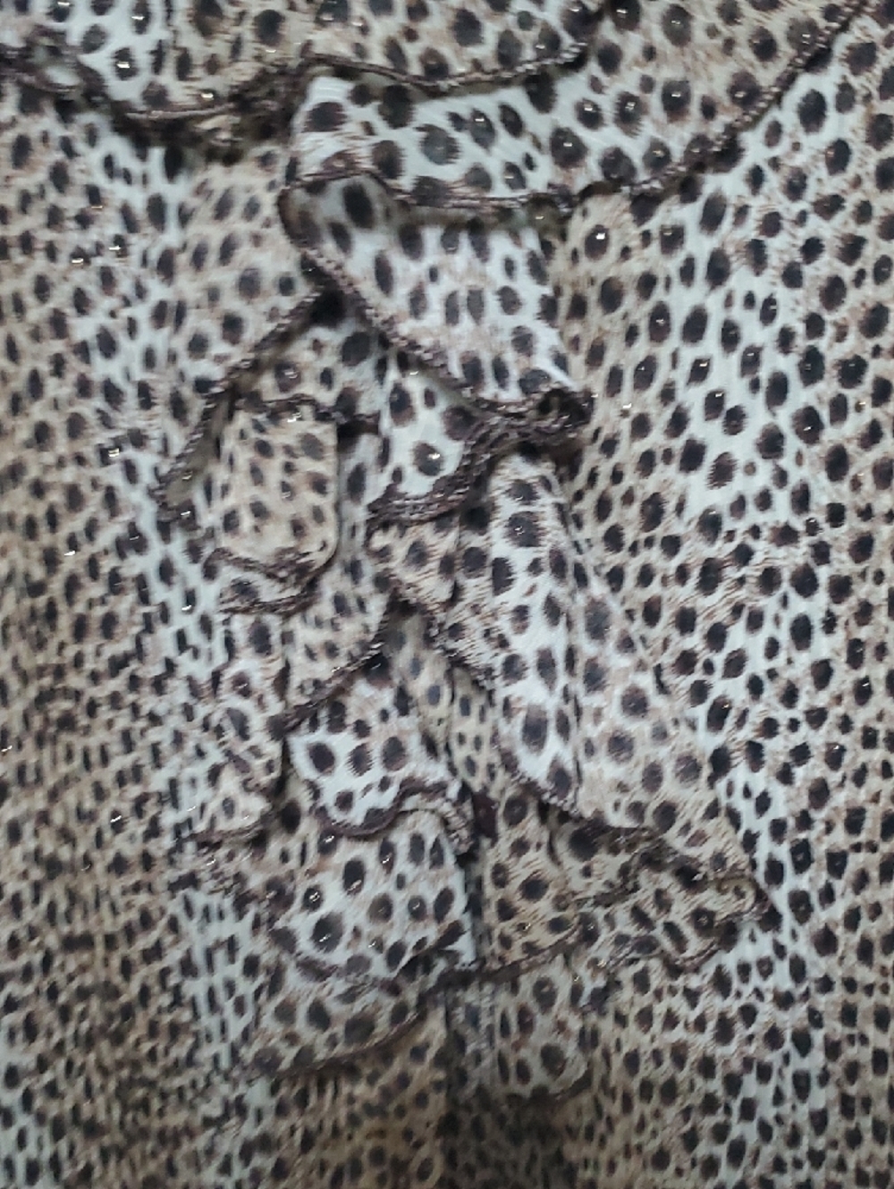 Leopard Print Ruffle Button-Front Blouse - Brown - Picture 5 of 8